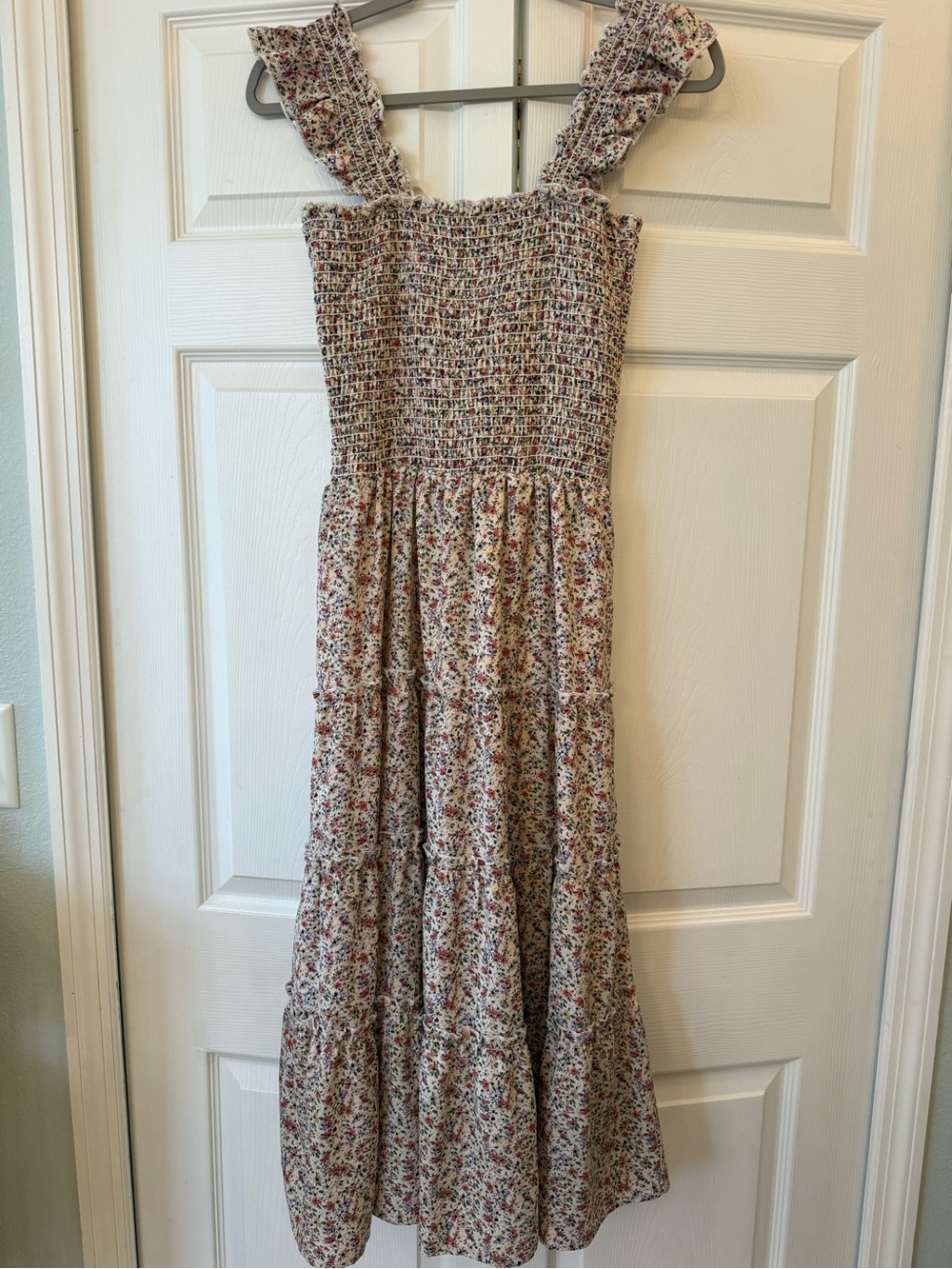 BTFBM Smocked Floral Tiered Boho Maxi Dress - Picture 3 of 3